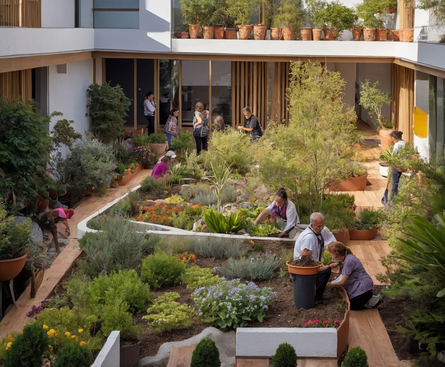 Jardinería creativa y limpieza comunitaria