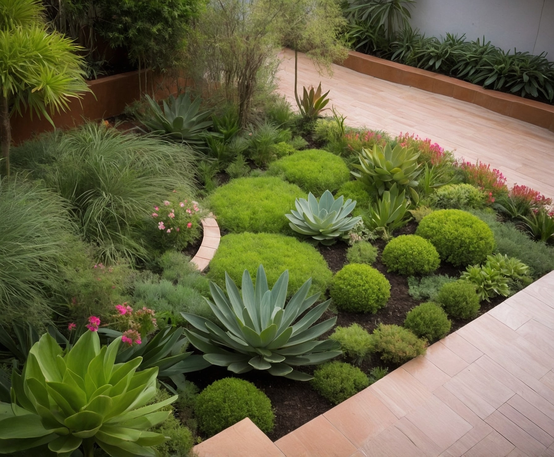 Impresionante oasis verde en zona común urbana.
